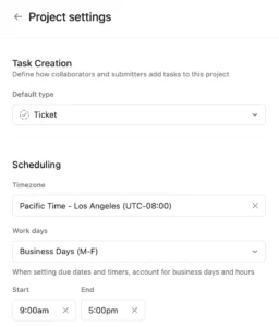Screenshot der Maske in Asana, die die Möglichkeit der Einstellung individueller Arbeitszeiten zeigt. 
