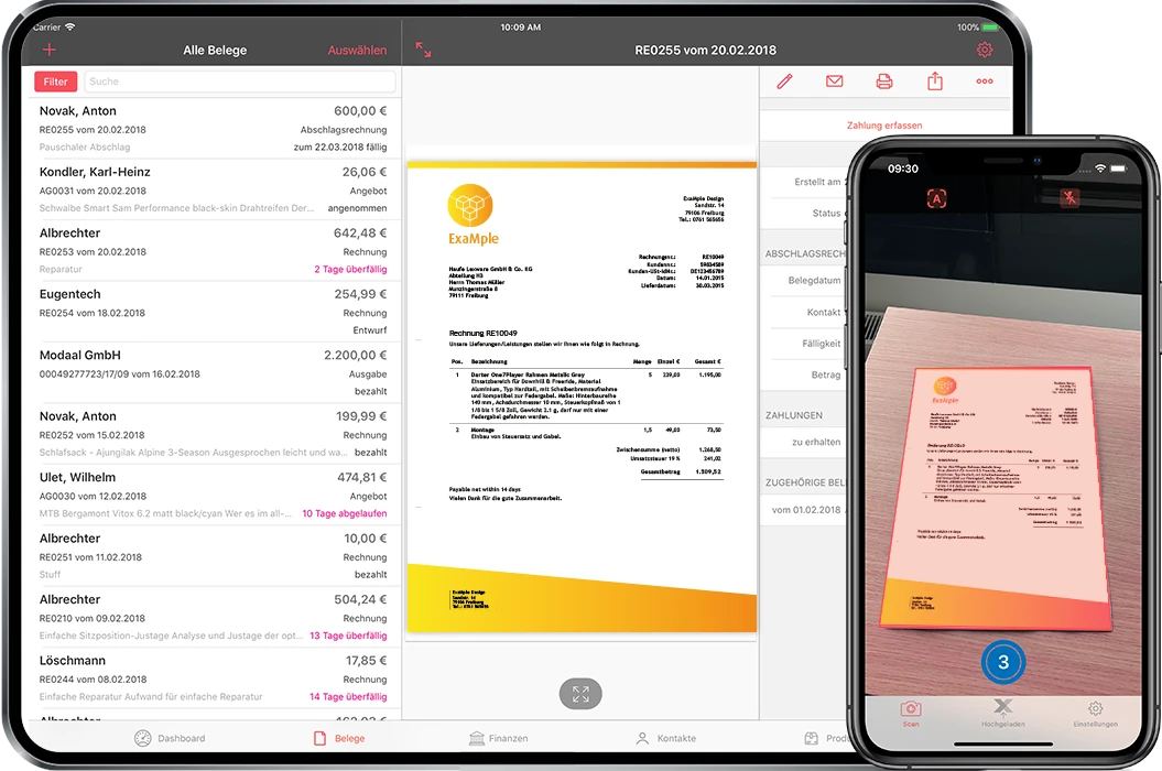 Digitale Belegerfassung, mobil und auf dem Desktop, mit Lexware Office.